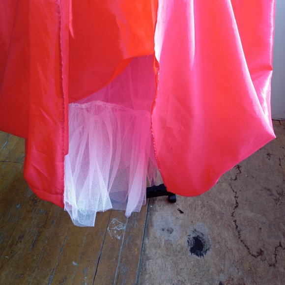 Tomato red maxi length Circle coat with built-in petticoat - Picture 6 of 6